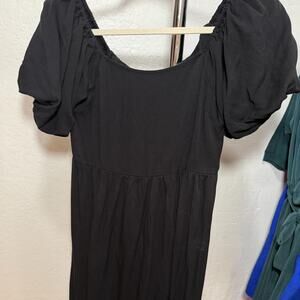 Silk & Salt black puff sleeve dress
